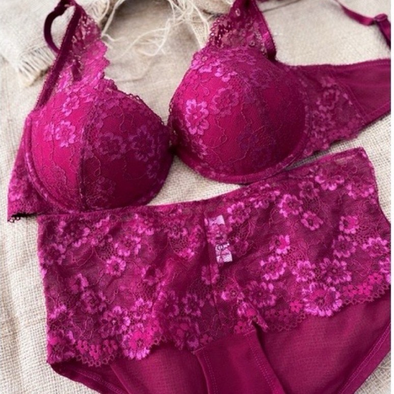 PRELOVED HANYA Bra Set Amitie Lace Wine Emerald