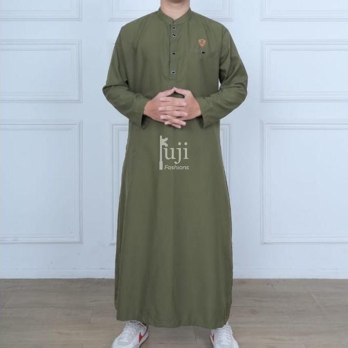 NEW DEALS GAMIS PRIA DEWASA KANCING SULTAN DUBAI - JUBAH SAUDI PUTIH POLOS LENGAN PANJANG BAHAN ADEM