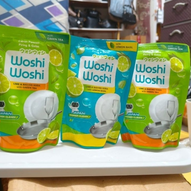 Woshi Woshi Pencuci Piring Green Tea Ref 200ml /Woshi Woshi Pencuci Piring Lemon Basil 200ml