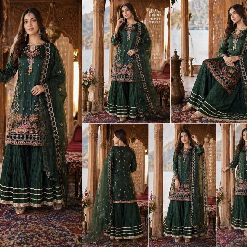 Baju India Pakistan Premium Sharara Palazzo Kurti Kurta wanita pesta party Bollywood
