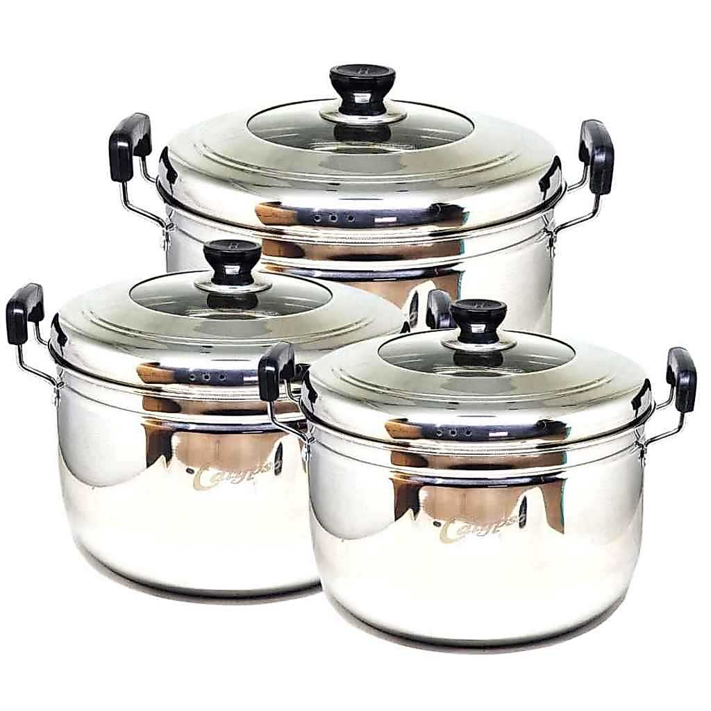 SUPER TEBAL Panci Steamer + Tutup Stainless Calypso Kukusan Dandang Stenlis Steel Panci Kukus