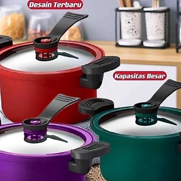 Cs - Panci Presto Teflon 3.5L Anti Lengket Ceramic Coating Induk Kompor Warna Hijau Merah Ungu