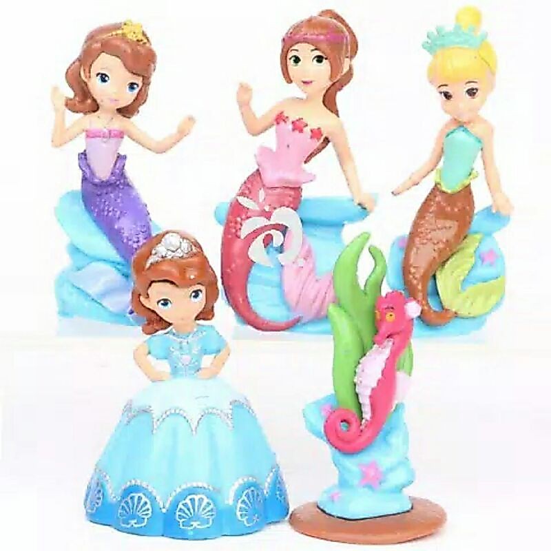 Princess Sofia The First Mermaid Figure Set 5 Mainan Pajangan Miniatur Hiasan Topper