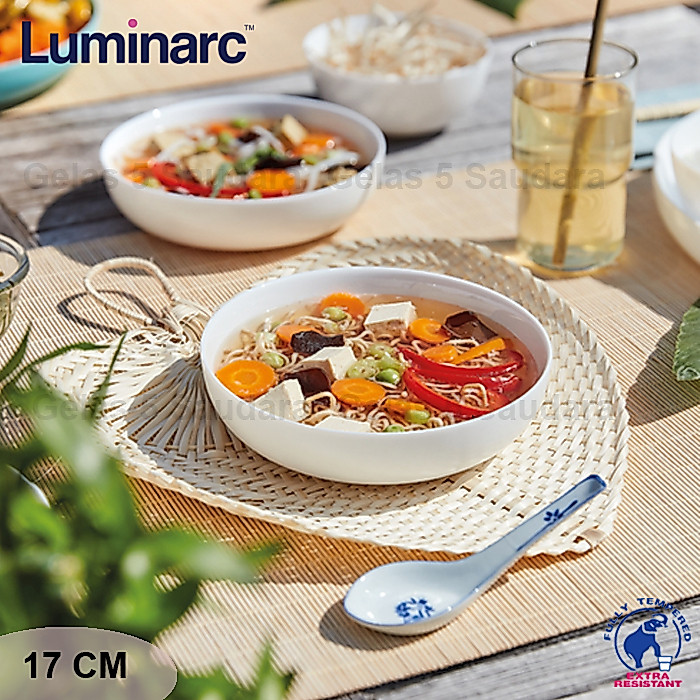Luminarc Piring Sup 17 cm/Piring Pasta/Piring Kaca/Piring Mie/Piring Sup/Piring Luminarc
