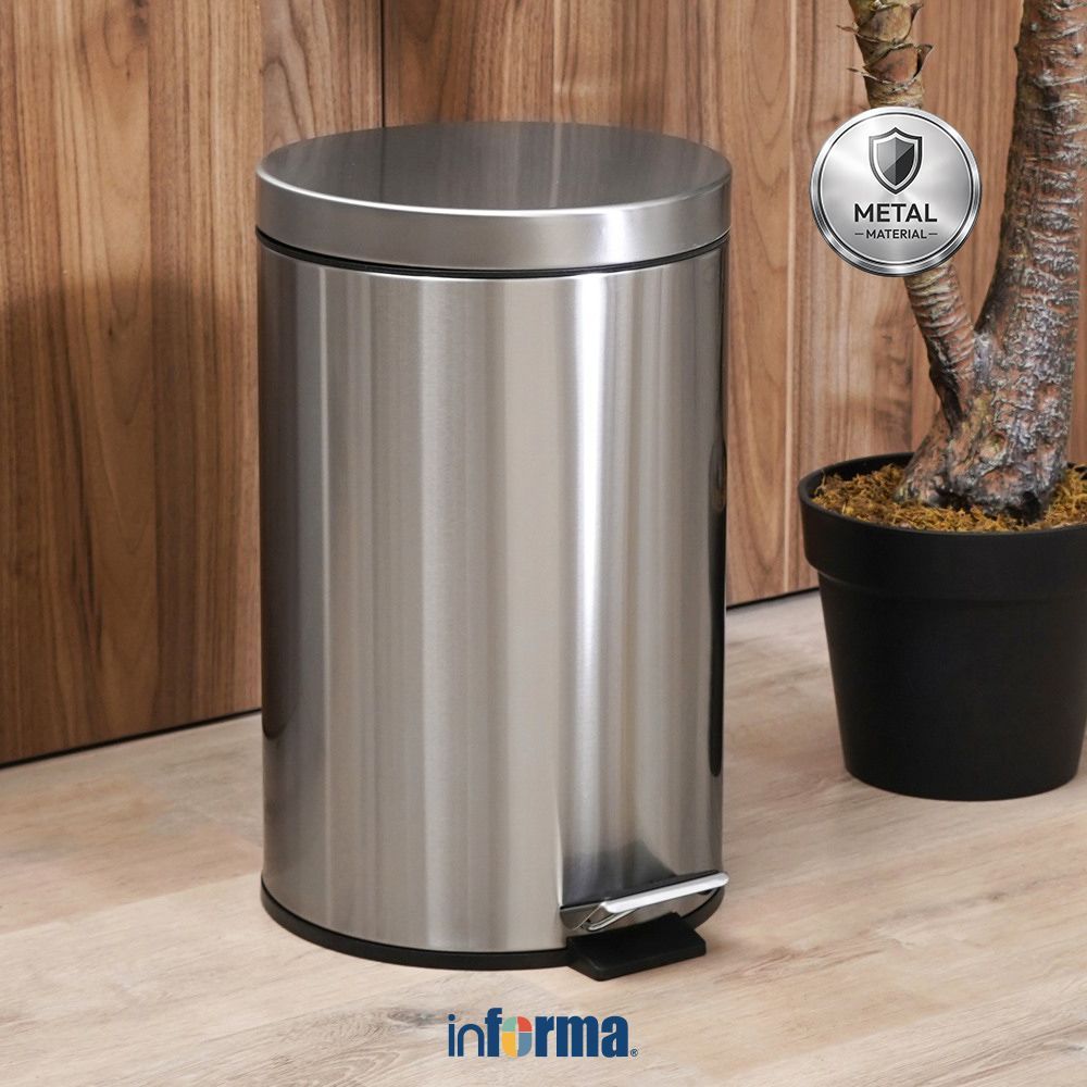 Informa Tempat Sampah 12 ltr Pedal Stainless Fingerprint Slow Close Tong Sampah Wadah Pembuangan Ala