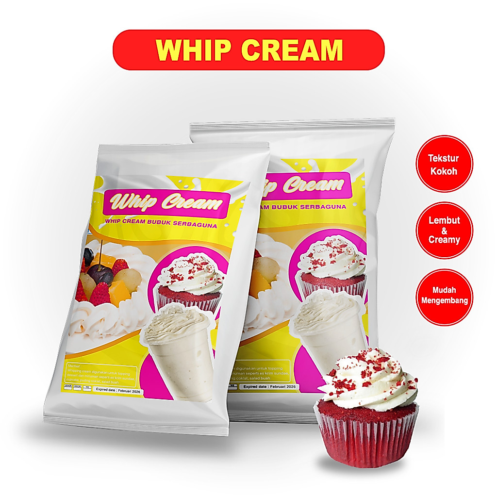 WHIP CREAM  / BUBUK WHIP CREAM / WHIPPED CREAM POWDER / WHIPPING CREAM TOPPING / WHIP CREAM TOPPING