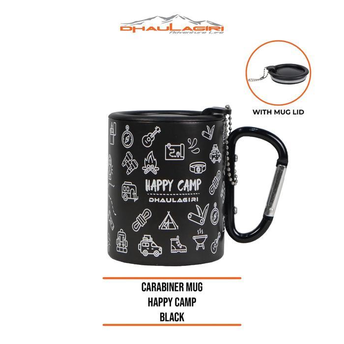 Dhaulagiri - Mug Stainless - Carabiner Mug Happy Camp 300ML - Mug Gelas Camping Double Walled Stainl