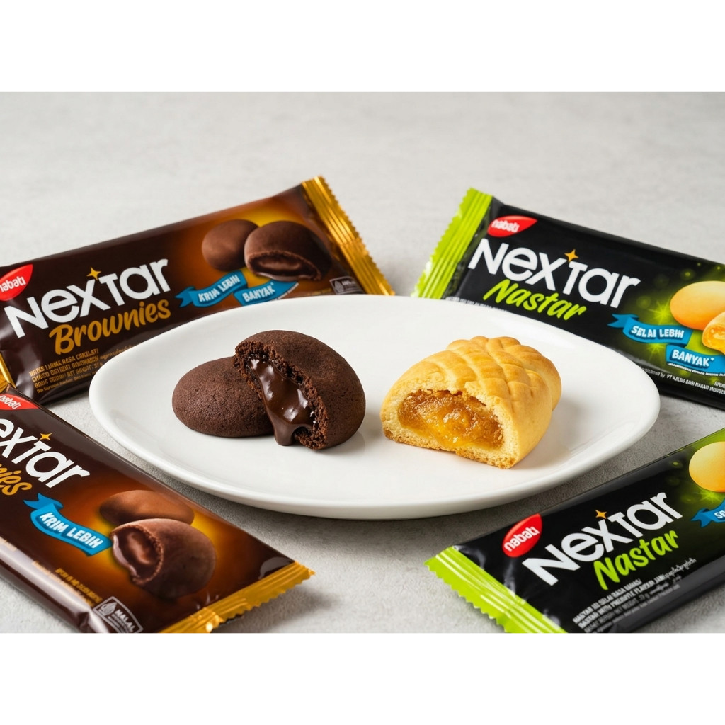 Nabati Nextar Lembut coklat 27 gram Biskuit kue 2000an Nastar Cookies Krimero star Brownies Strawber
