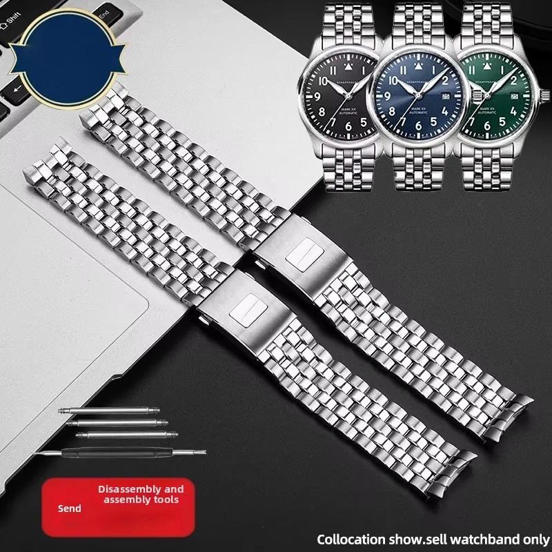 Tali Jam Tangan Stainless Steel 316L Solid Arc Untuk IWC Pilot Mark 20 Tali Logam Berkualitas Tinggi