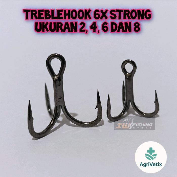 Kail pancing treble hook 6x strong ukuran 2,4,6 dan 8 eceran - Ukuran 2, Treble 6x strong