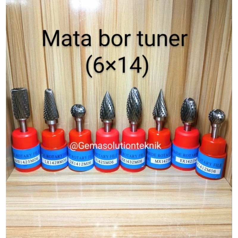 LEMUSHOP mata bor tuner 6×14 carbide cuner porting gagang 6mm kepala 14mm Rotary 2 arah