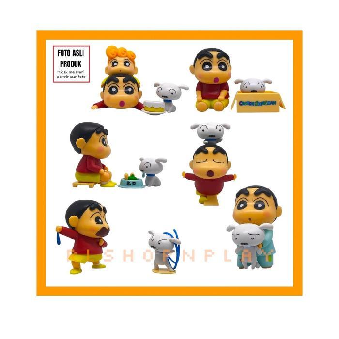 Figure set 6 Crayon Shinchan Shiro Himawari Playing Time - 1 set crayon shinchan himawari shiro