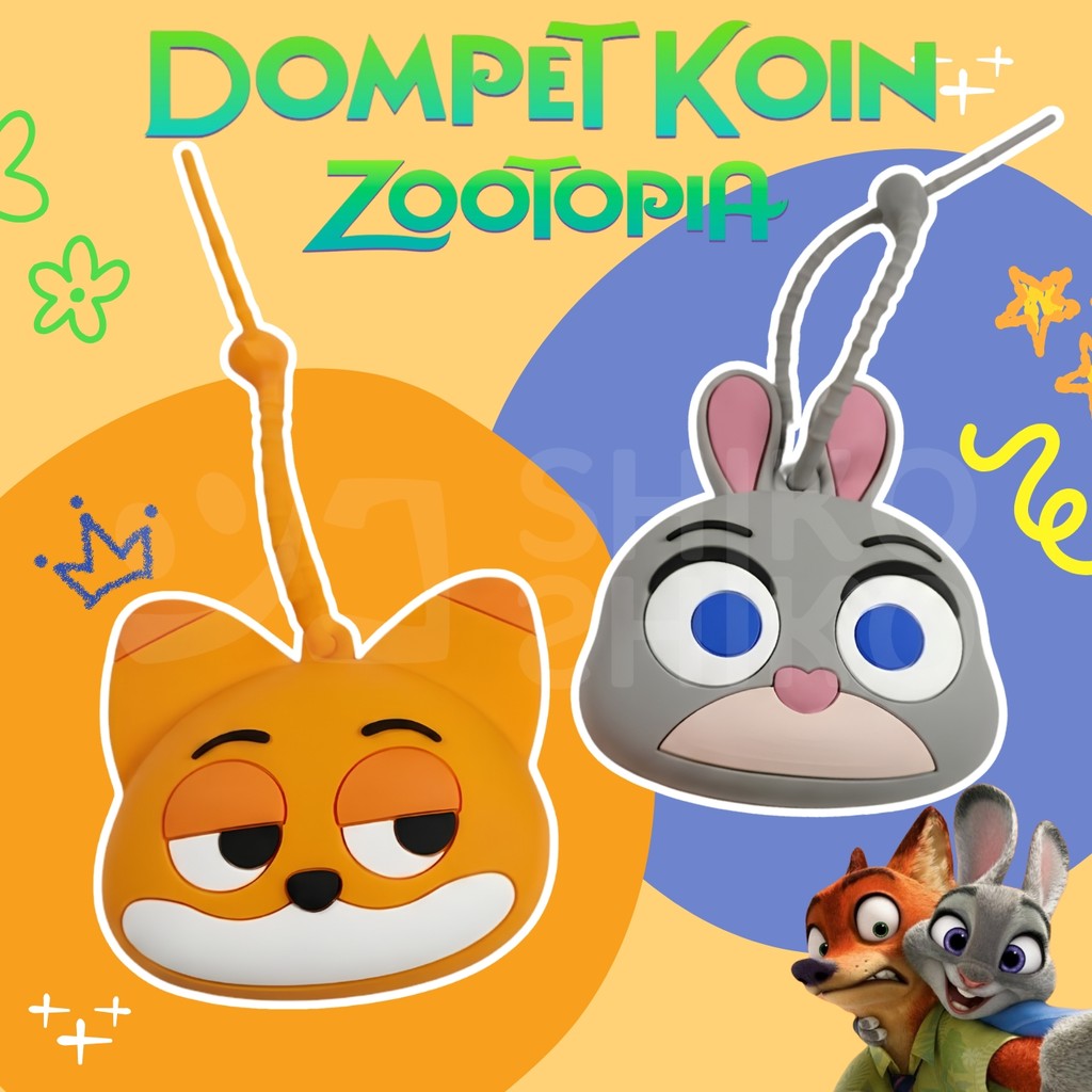 DMKztp Dompet Karet Koin Small Rubber Wallet Zootopia Hewan Rubah Merah Kelinci Red Fox Rabbit Keych