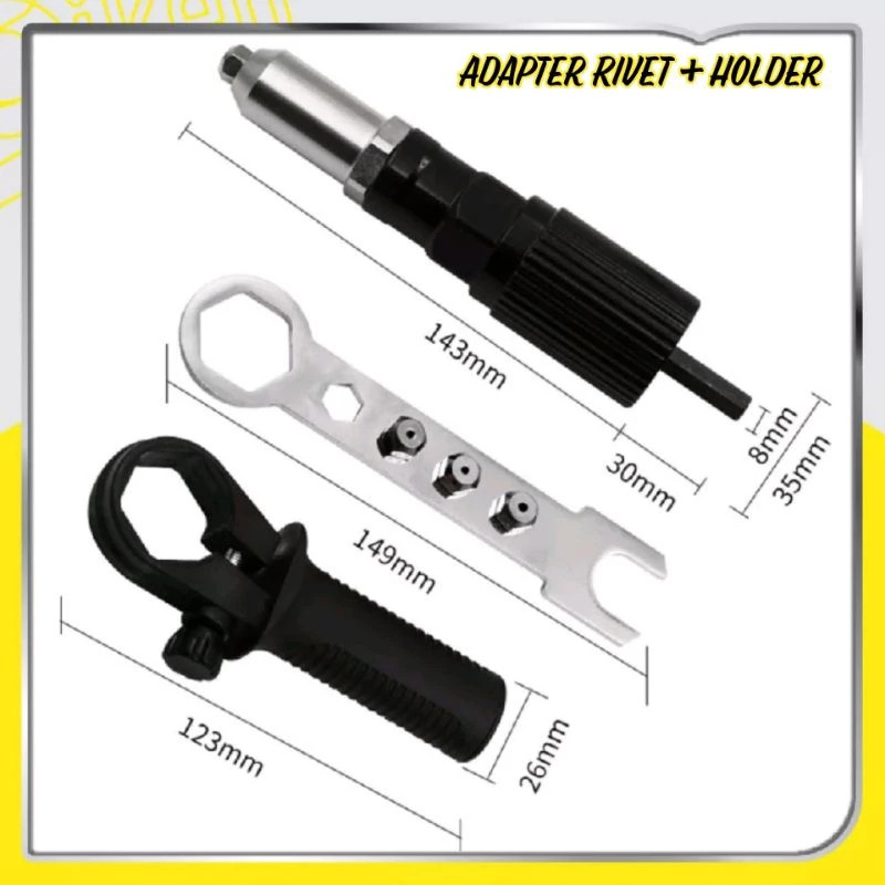 Tang Rivet Bor Listrik Konverter Paku Elektrik Besi Hitam Gun Electric Handle Kecil Mudah dibawa