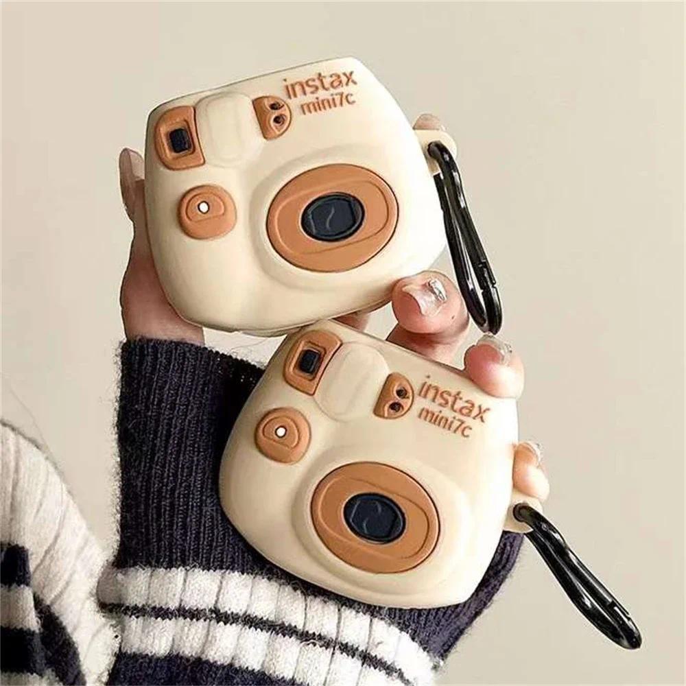 Kawaii Cute Cartoon tant Camera Headphone Case for Samsung Galaxy Buds FE 2 Pro Live Silicone Wirele