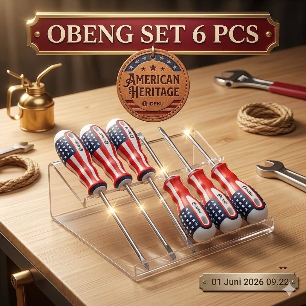 6PCS Obeng Bolak Balik Amerika 5 inch gagang karet