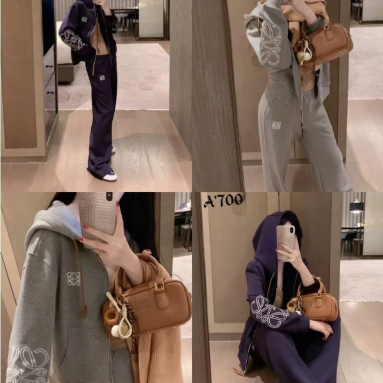 ONE SET KAOS LOEWE WANITA LENGAN PANJANG ZIPER, DN CELANA PANJAG KULOT