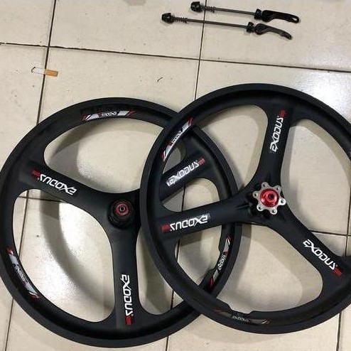 WHEELSET EXODUS 20 inch MURNI 20 406 SEPEDA LIPAT 3SPOKE ALLOY
