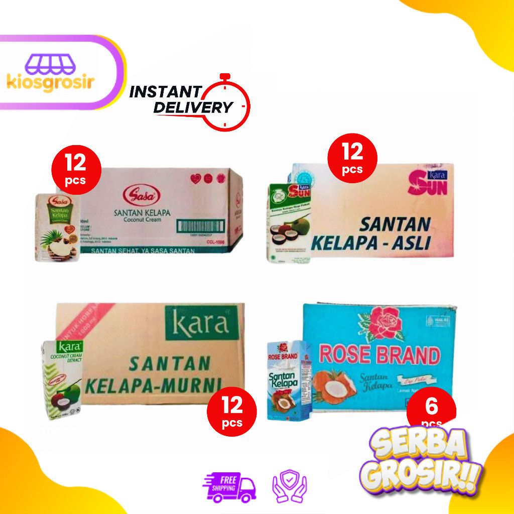 KIOSGROSIR Sun Kara Santan Kelapa Cair 1 Liter x 12 pcs DUS 1000 ml Sasa Kara Rose Brand