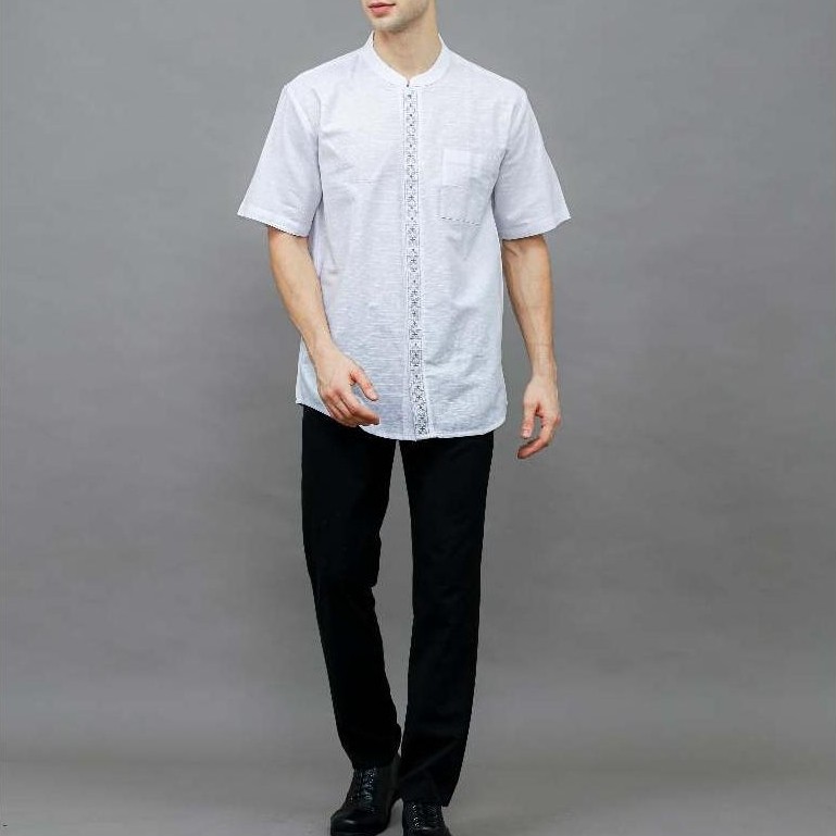 BestPromo Loa Studios - Baju Koko Kemeja Bordir Lengan Pendek Pria Putih - Dalil
