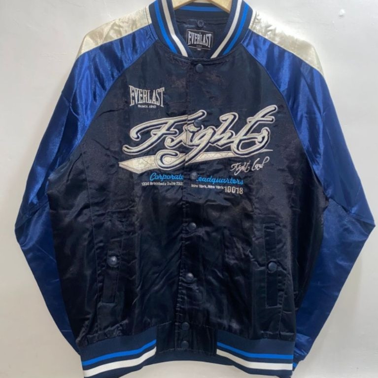 [VINTAGE] Everlast Satin Varsity Bomber Jacket - Blue/Black