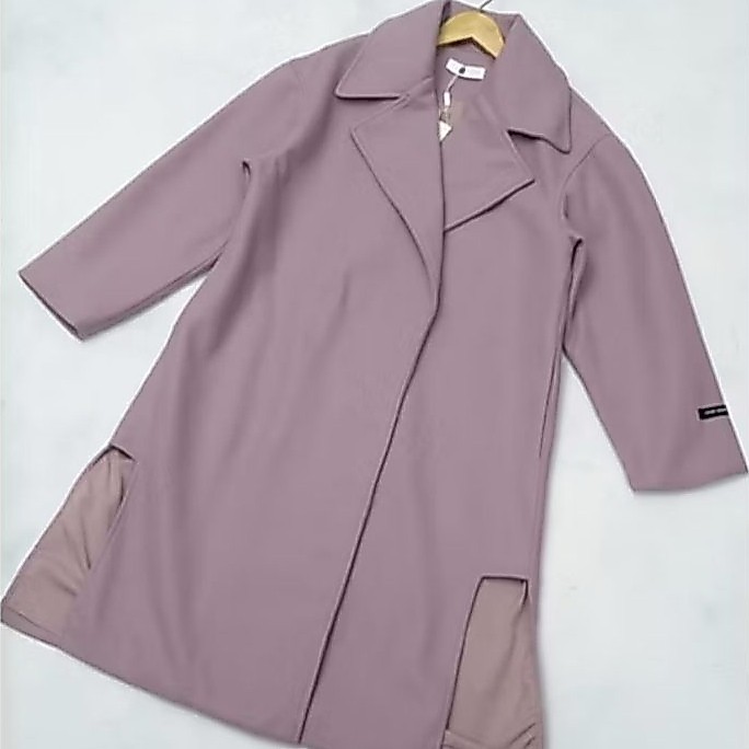 Preloved wool coat jaket spring pink wanita simple