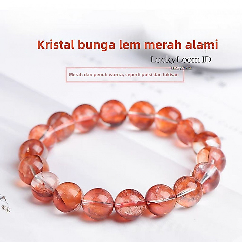 Natural Red Phantom Quartz Crystal Bracelet, Phoenix Feather Phantom Yellow Quartz Bracelet for Men 