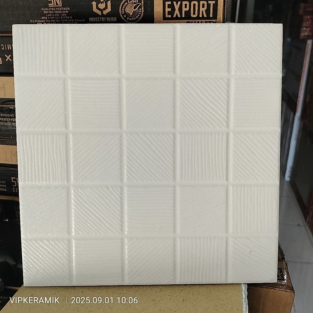 KERAMIK LANTAI KAMAR MANDI ASIA TILE ALPHA WHITE 25X25 KW1
