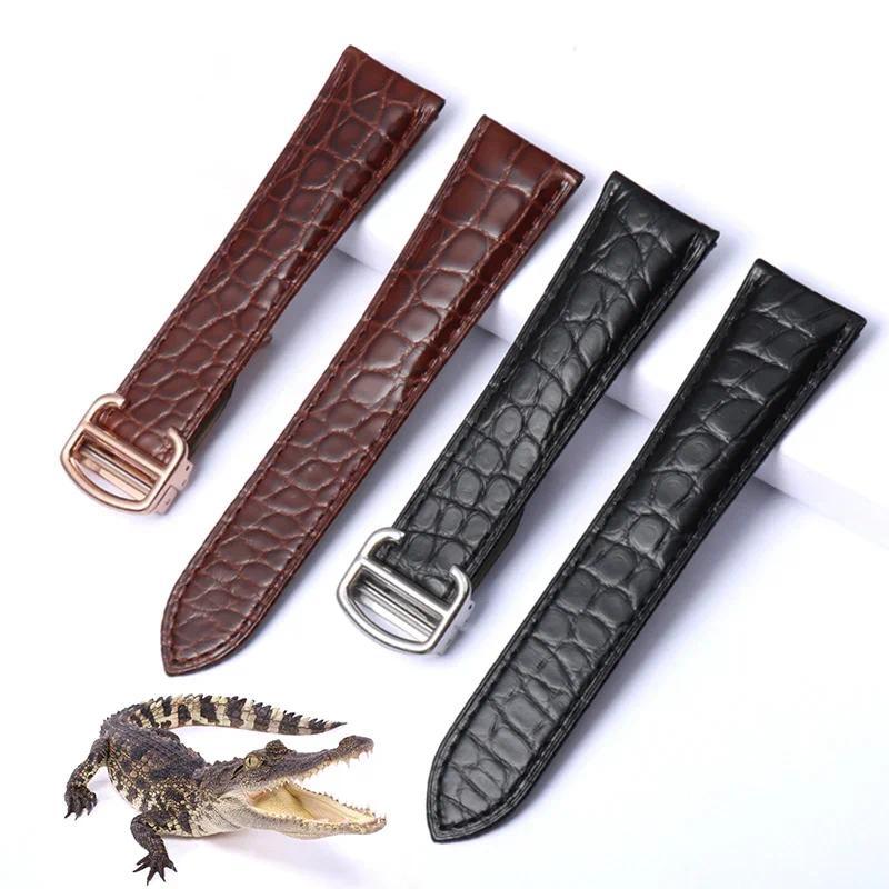 Tali Jam Tangan Kulit Buaya Asli untuk Cartier Solo Tank London Calibo Tali Jam Tangan Kulit Pria da