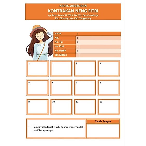 KARTU ANGSURAN  HOME KREDIT/ARISAN/KONTRAKAN/CICILAN EMAS