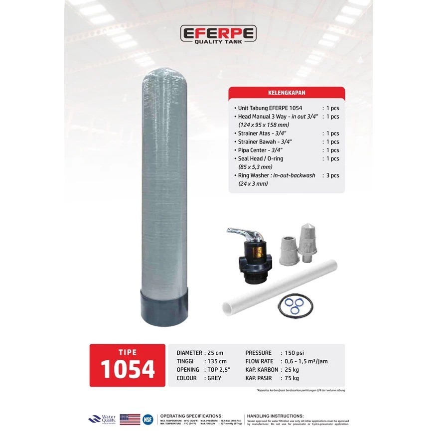 Tabung Filter Air 1054 Head 3/4" | Tabung Fiber Filter Air Rumah Tangga
