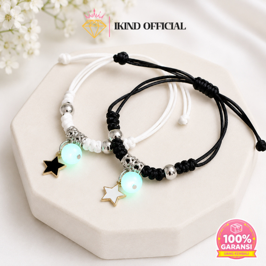 COD Gelang Couple 2 Salib PCS Tali Hitam Putih Persahabatan pasangan Keberuntungan Salib Karakter