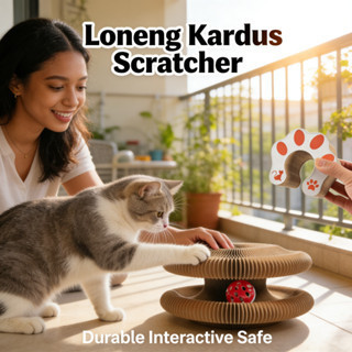 Acordeon Kucing Cakar Papan Lipat Bentuk Lonceng Mainan Gores Bosan Scratcher