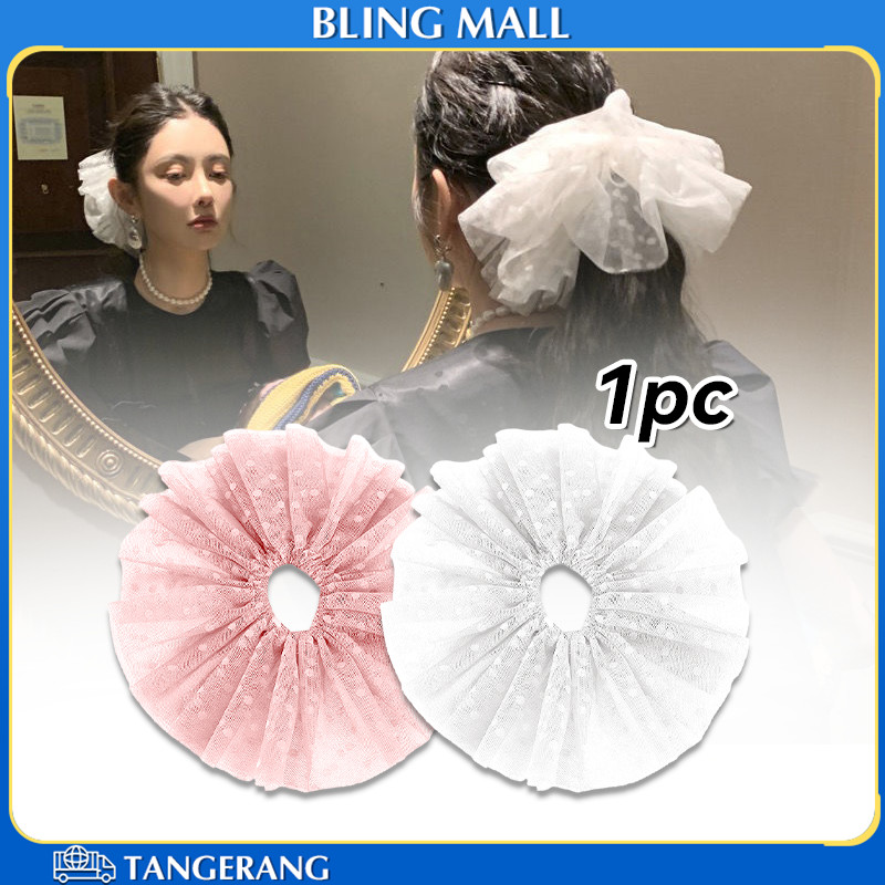 1PCS Lace Dot Hair Scrunchie Premium Scrunchie Tile Dot Besar Kuat Dan Praktis Untuk Gaya Harian Dan