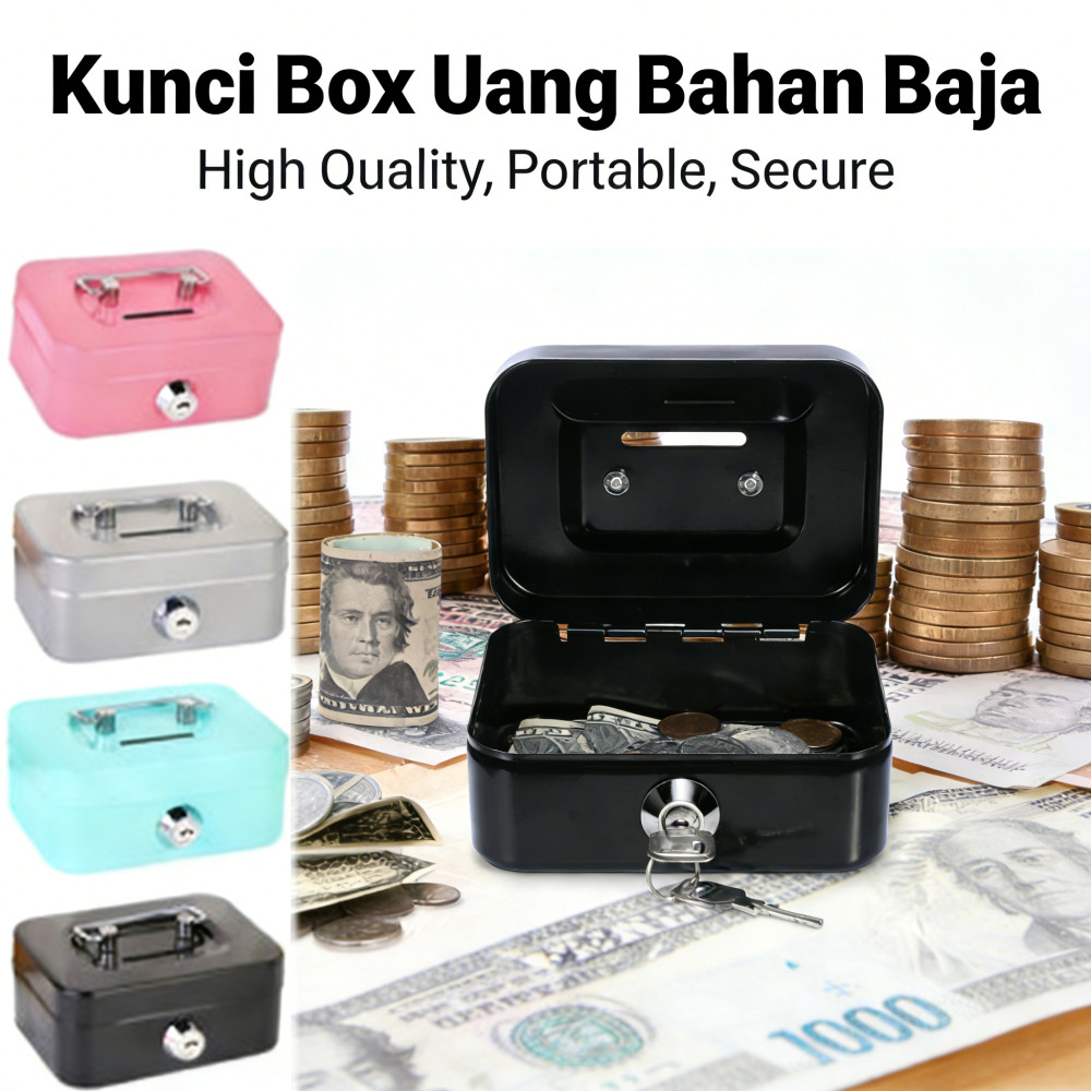 Brankas Uang Brangkas Penyimpanan Uang Money Box Uang Cash Box Portable Kotak Kunci