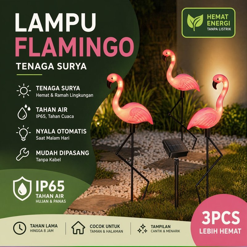 Lampu Taman Surya Flamingo LED Waterproof Hias Halaman Outdoor Rumput Dekorasi Kebun Teras