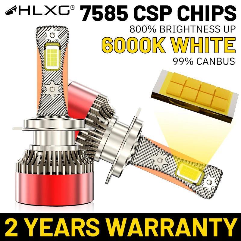 Lampu Depan LED HLXG H7 CANBUS TANPA KESALAHAN 7585 CSP H4 H1 9005 9006 9012 H3 Bohlam Mobil 6000K P