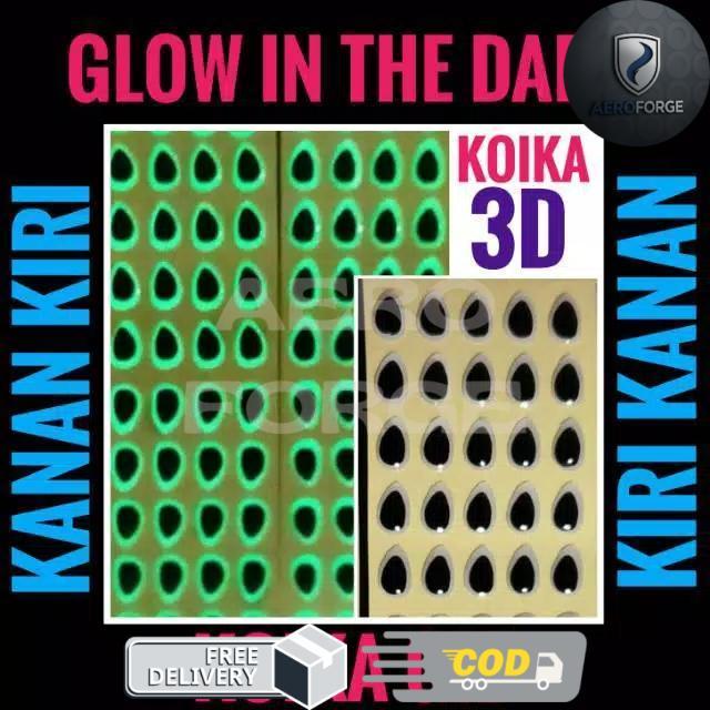 Sticker Mata Ikan Koika 3D 5mm Glow Stiker - 8 mm