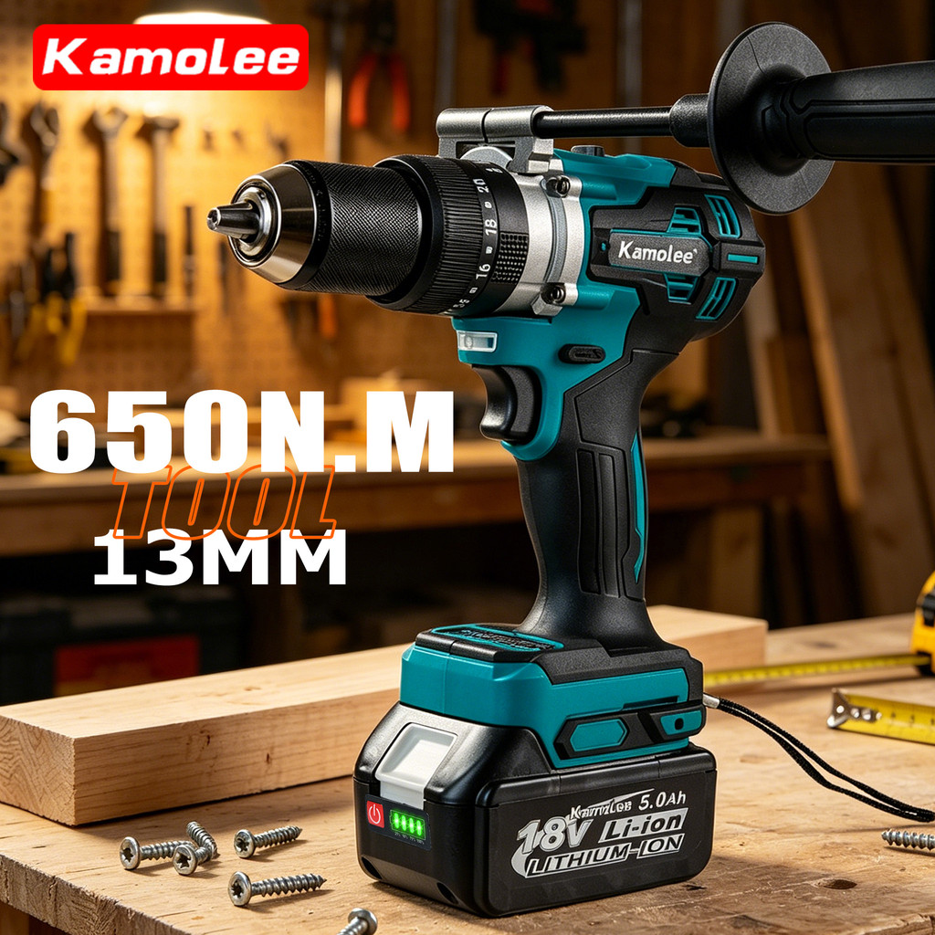 Kamolee Bor Listrik Tipe Impact 13mm 650N.m Motor Tanpa Sikat