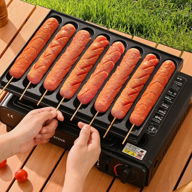 Piring Pemanggang Sosis Komersial Cetakan Sosis Pemanggang Sosis Hot Dog Mold Panci Sosis 8 Tabung