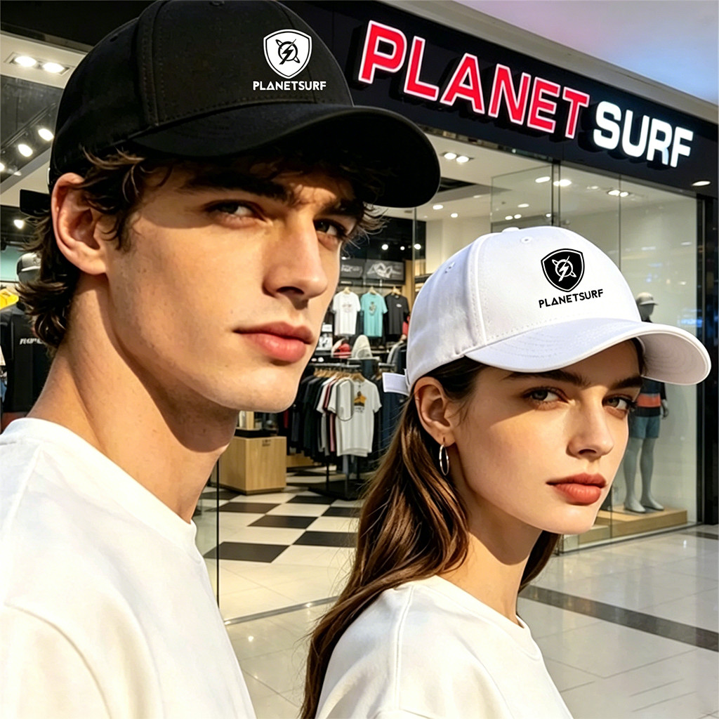 Planet Surf Topi Baseball Original Pria Wanita Premium Hitam Casual Outdoor Adjustable