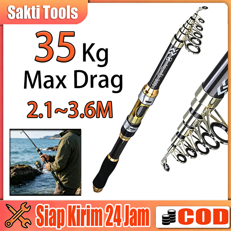 Joran Pancing Carbon Fiber Sea Fishing Rod 2.1M-3.6M/7 Tongkat Stik Pancing 3.6Meter Stick Pancingan