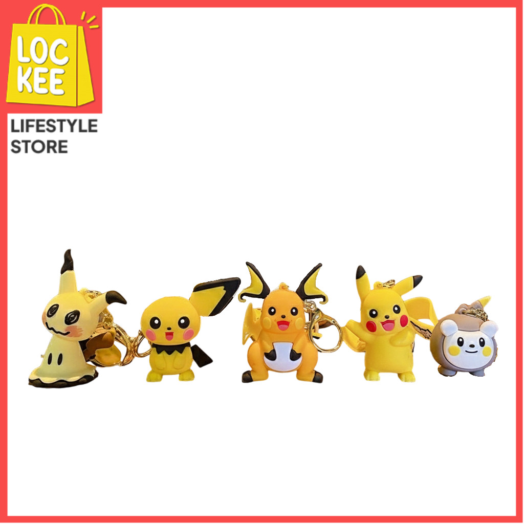 LOCKEE | Gantungan Kunci 3D Pokemon Pikachu Premium | Aksesoris Tas Kunci Koleksi Hadiah Souvenir