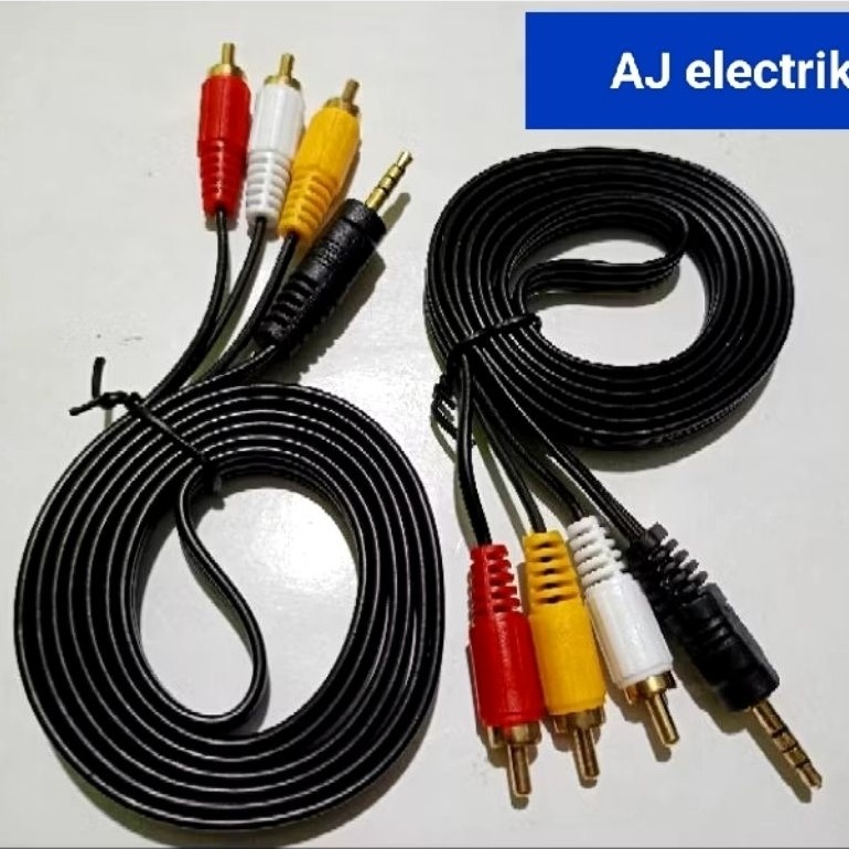 KABEL AUDIO VIDEO 1 JAK MINI TO RCA 3 / KABEL 3-1 AV TO RCA 1,5mtr. Kualitas Bagus