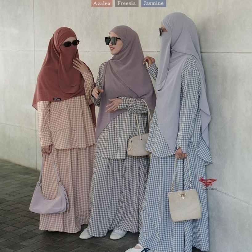 Tunik Rok Square By khumaira syar'i | tunik rok casual | tunik rok motif kotak | tunik muslimah