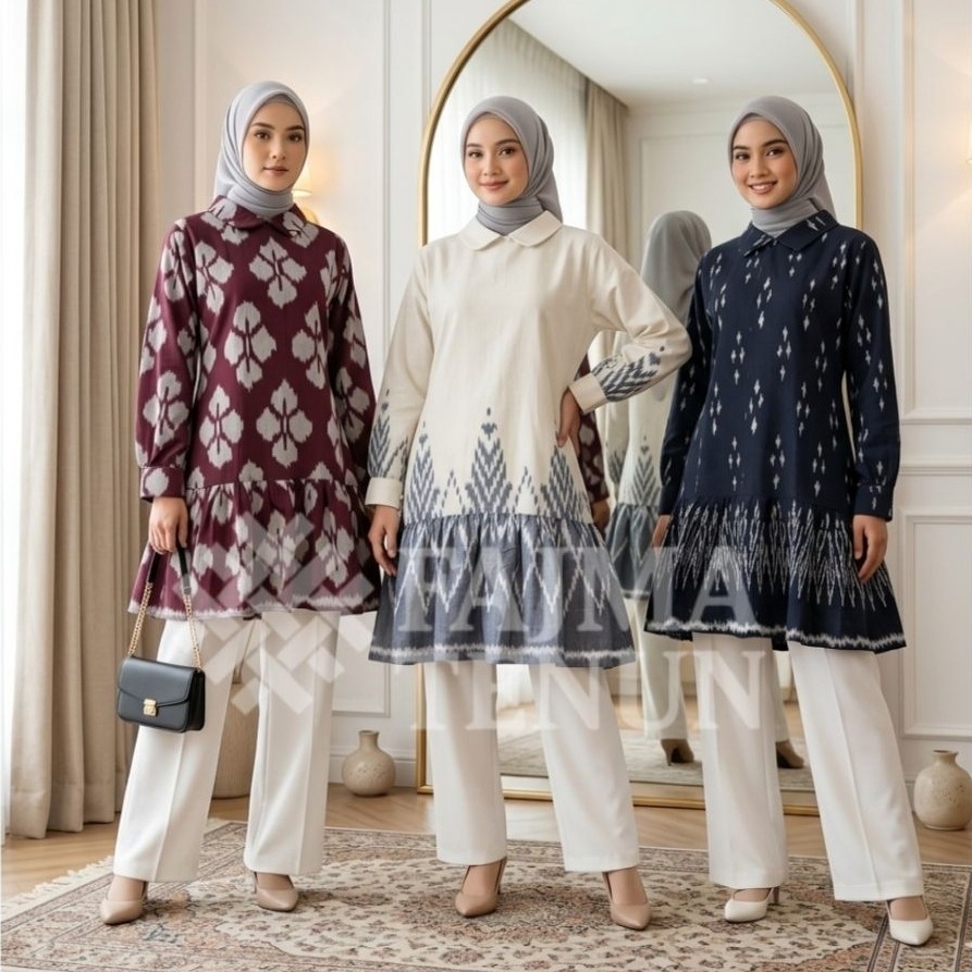 LINEA TUNIK TENUN / ATASAN TENUN WANITA CASUAL FORMAL / BAJU TENUN KERJA / TUNIK TENUN WANITA ETNIK 