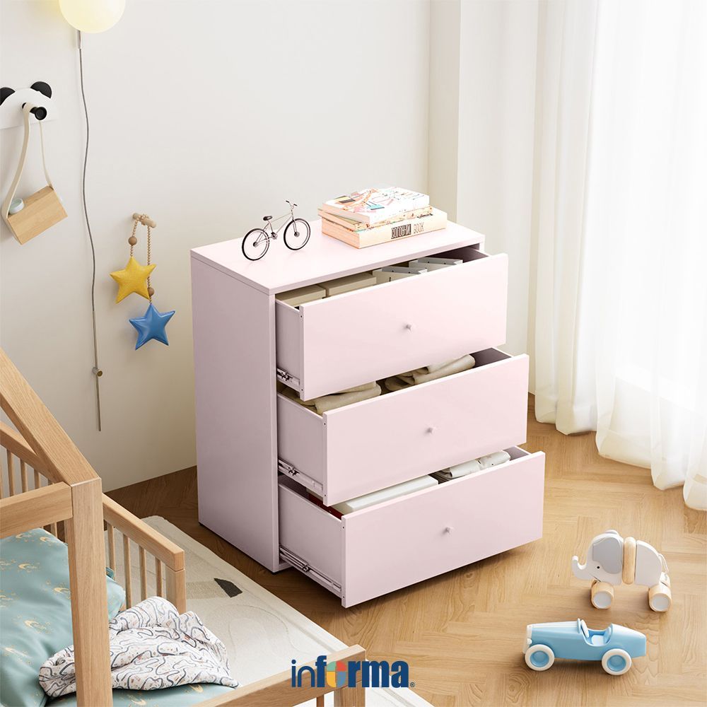 Informa Paris Laci Penyimpanan Anak Metal 3 Tingkat Cabinet Lemari Laci Dresser Storage Drawer