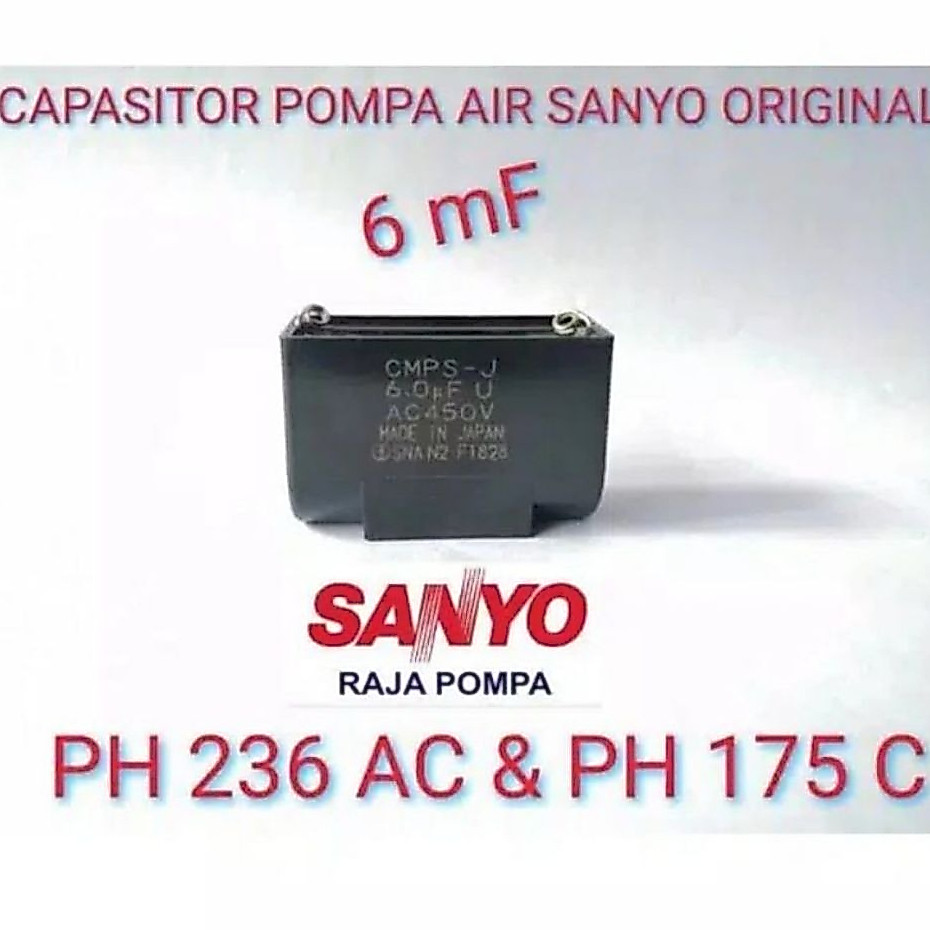 CAPASITOR/KAPASITOR POMPA AIR SANYO /PANASONIC 6UF 450 VOLT ORIGINAL MADE IN JAPAN
