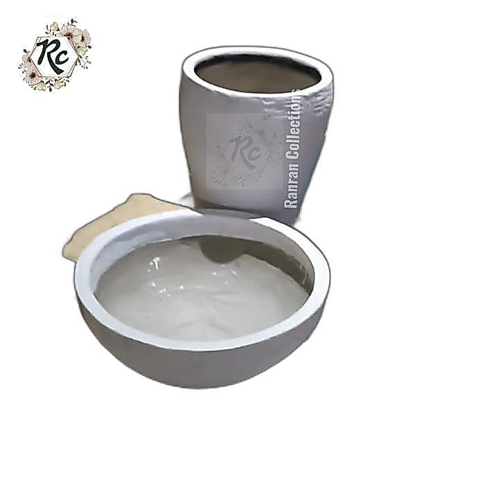 Pot Batu Taman Teratai Air Mancur Abu-abu Fountain Pot 50 PUTIH