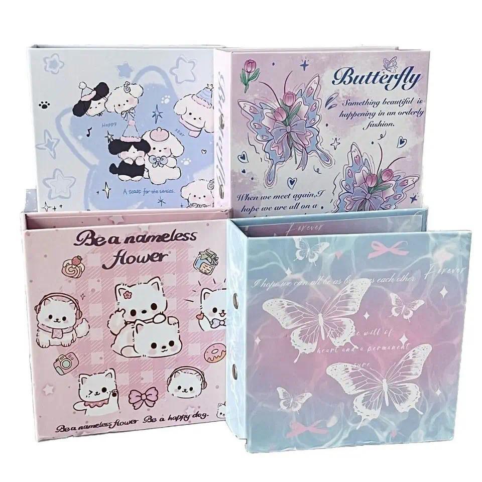 Durable Butterfly/Puppy Design Photo Album Loose-leaf 3-in Size Photocard Collection Booklet Photoca